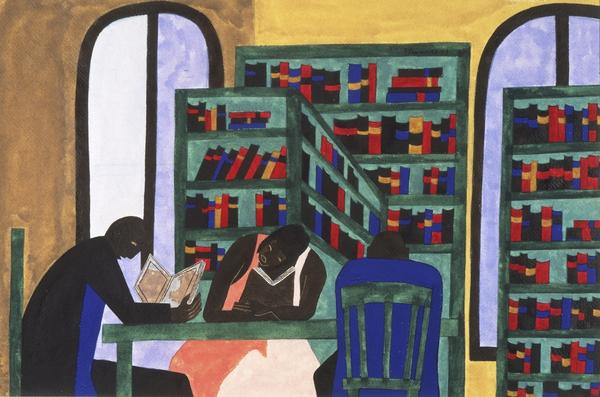 The Libraries Are Appreciated, 1943, by Jacob Lawrence (Philadelphia Museum of Art: The Louis E.  Stern Collection, 1963-181-40) 