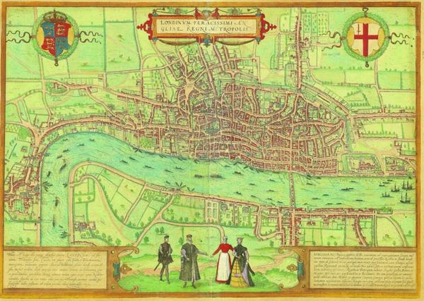 “The Earliest Extant Plan of London”, Braun and Hogenberg, 1572