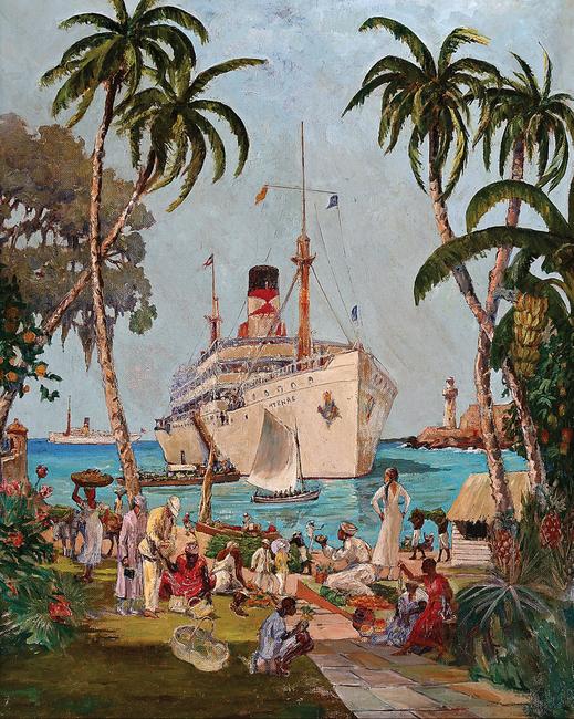 Lot 338 - William Woodward (American/New Orleans, 1859-1939), "SS Atenas Moored at Old Havana Harbor", c.  1920-21, oil on canvas, unsigned, 30 in.  x 24 in., framed.  Estimate: $75,000-125,000).