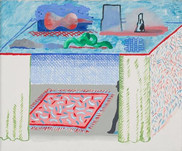 David Hockney, "In a Chiaroscuro", Oil on canvas, 1976, 21.6 x 25.6 inches, Simon Capstick-Dale Fine Art, New York