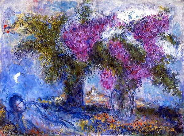 Marc Chagall, Bouquets de Lilas a Saint-Paul (Bouquets of Lilacs at Saint-Paul), 1978 