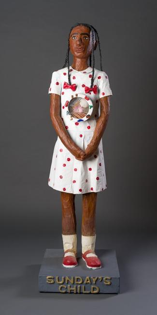 Willie Birch (American, born 1942), Sunday’s Child, c.  1991, mixed media, papier-mâché, 56 × 17 × 17 1/2 in.  (142.2 × 43.2 × 44.5 cm.), Gift of Gordon W.  Bailey in honor of Miranda Lash