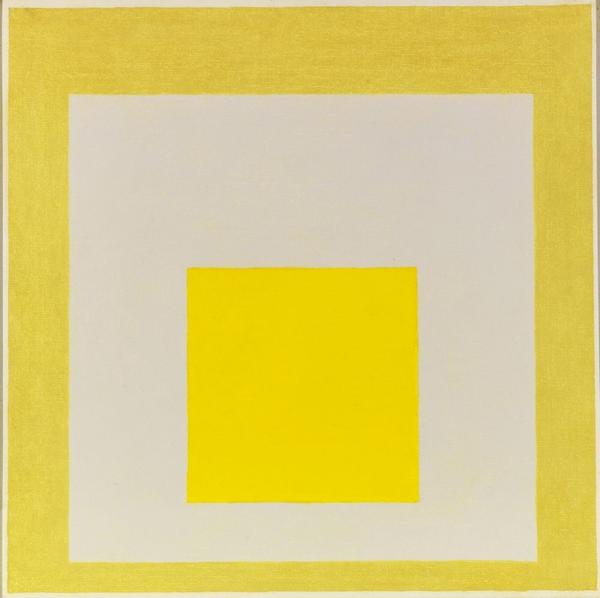 Josef Albers, Study for Homage to the Square: Two Yellows with Silvergray.  Oil on fiberboard, 1960 61 x 61 cm (24 x 24 in) Estimate: € 180,000-240,000 