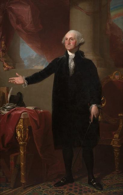 George Washington by Gilbert Stuart, oil on canvas, 1796; acquired as a gift to the nation through the generosity of the Donald W.  Reynolds Foundation.