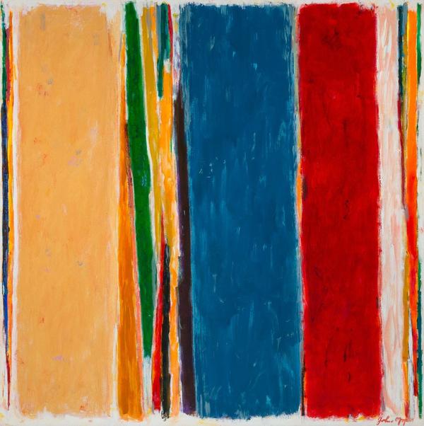 John Opper (American, 1908-1994), Untitled Abstraction, 1981, signed and dated, oil on canvas, 44 x 44 inches.  Est.  $4,000-6,000