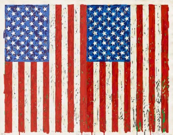 Jasper Johns, Flags I, color screenprint, 1973.  Collection Johanna and Leslie Garfield.