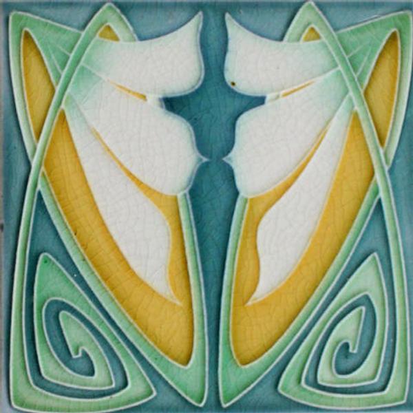 Rare c.1905 Servais Werke Art Nouveau Tile