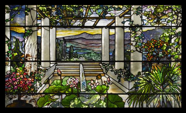 Louis Comfort Tiffany, Garden landscape window, 1900-1910, Photographed by John Faier © Driehaus Museum 2013