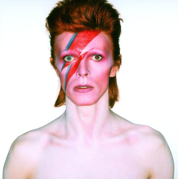 Photograph from the album cover shoot for Aladdin Sane, 1973.  Photograph by Brian Duffy.  Photo Duffy © Duffy Archive & The David Bowie Archive