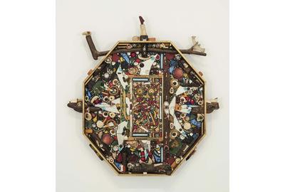 Alfonso Ossorio (1916-1990), Searcher, 1963, congregation of mixed media on panel with frame, 55 1/2" x 53 3/4" x 6 1/2", signed and dated