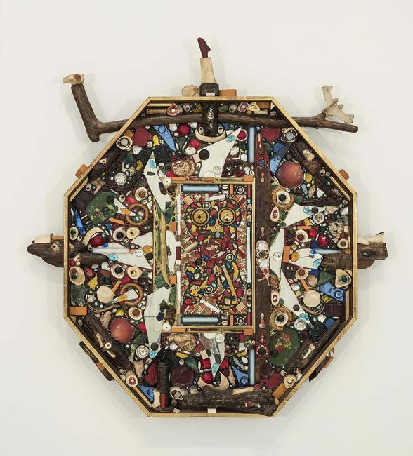 Alfonso Ossorio (1916-1990), Searcher, 1963, congregation of mixed media on panel with frame, 55 1/2" x 53 3/4" x 6 1/2", signed and dated