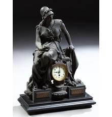 Large, 19th century patinated spelter Pallas Athena figural mantel clock, 28 inches tall by 19 ½ inches wide (est.  $500-$1,000).