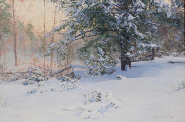 WALTER LAUNT PALMER (1854‒1932) The First Snow, 1898.  Oil on canvas.  16 x 24 inches.  Signed lower right