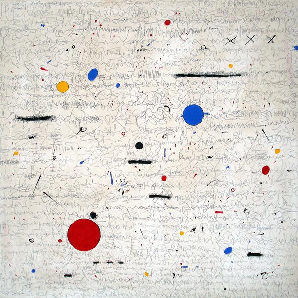 Pava Wulfert, Untitled #3, acrylic, gesso and graphite on canvas, 2014, 48 x 48