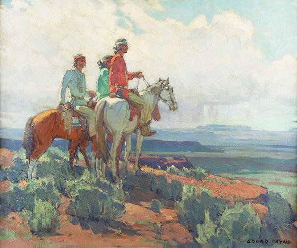 Edgar Alwin Payne (1883–1947), Navajo Scouting Party, oil on canvas, 28 x 34 in, Estimate: $400,000–$600,000