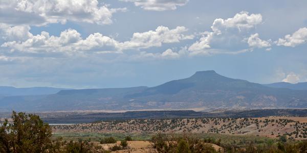 Cerro Pedernal, viewed from Ghost Ranch.  This was a favorite subject for O'Keeffe, who once said, "It's my private mountain.  It belongs to me.  God told me if I painted it enough, I could have it." Image via Wikipedia, by Artotem from Here, There, and...  - Ghost Ranch - The Mountain She Claimed.