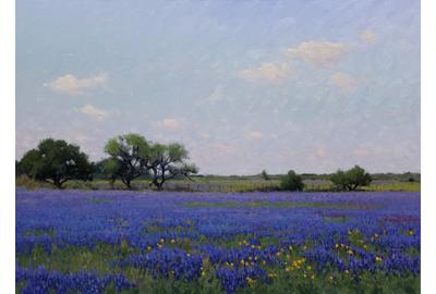 Noe Perez, Bluebonnet Field near San Antonio, 2011, oil on canvas, 20 x 20.75 inches