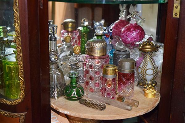 Three cabinets filled with nothing but perfume bottles -- many of them French -- are just part of the massive inventory of antiques and collectibles that will be sold Aug.  26-30 in the estate sale.