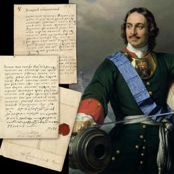 Two-page letter with five handwritten lines and the signature of Peter the Great (Tsar Peter I of Russia, 1672-1725), in Russian, in which he discusses naval artillery (est.  $15,000-$20,000).