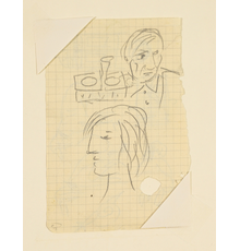 Pablo Picasso (Spanish, 1881-1973), Self Portrait with Marie-Therese Walter, Pencil on Paper 