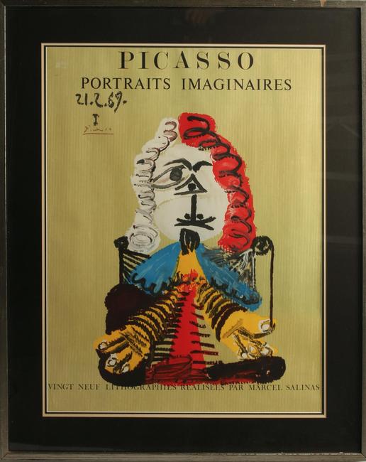 Color lithograph on grey-ochre paper signed by Marcel Salinas (French, 1913-2010), after one of the 29 paintings from Pablo Picasso’s cycle Portraits Imaginaires (est.  $1,000-$1,500).