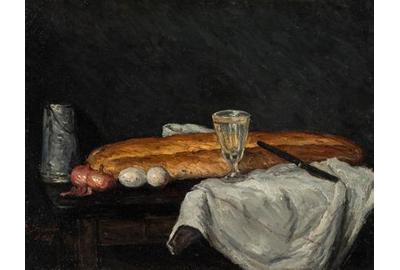 Paul Cézanne (1839–1906), France, Still Life with Bread and Eggs, 1865, oil on canvas, Cincinnati Art Museum; Gift of Mary E.  Johnston, 1955.73