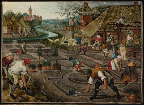 Pieter Brueghel the Younger (1564 – 1637/8), “Spring.” Oil on panel, 16 1/2 by 22 1/2 in.; 41.9 by 57.2 cm.  