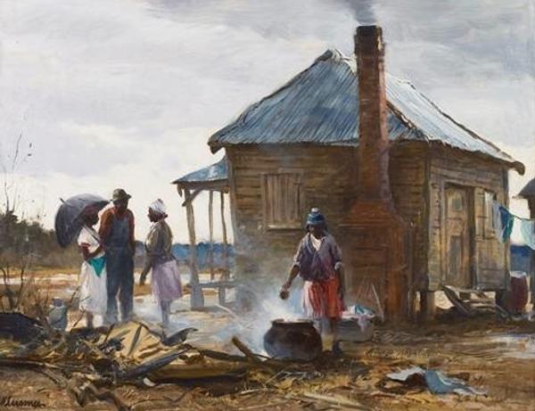 Ogden M.  Pleissner, The Visitors, oil on board, 16 by 20 in., ($75/85,000)