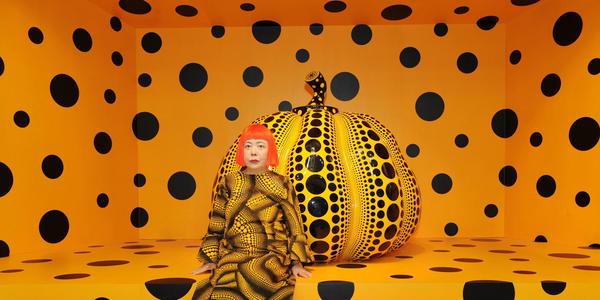 Kusama with Pumpkin, 2010.  ©YAYOI KUSAMA.  Courtesy of Ota Fine Arts, Tokyo / Singapore / Shanghai; Victoria Miro, London; David Zwirner, New York 