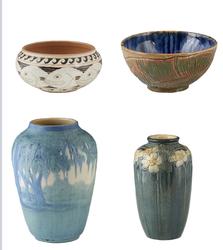 Pottery pieces in the auction will include wonderful examples from Shearwater Pottery, Paula Ninas of New Orleans and artisans from Newcomb College.  All are highly collectible.