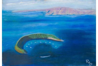 Raul Mariaca Dalence,Volcano Crater of Malokai,Pastel on Canvas,20''x28''