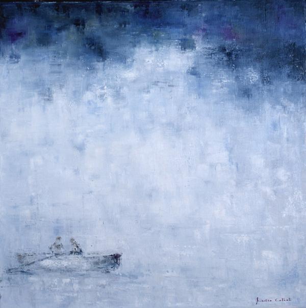 Marissa Calbet, Rowing into the Storm, Oil on Canvas, 60 x 60 cm