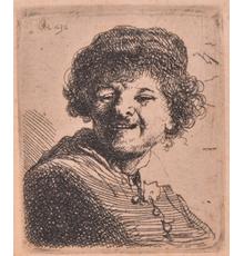 Etching, Self Portrait in a Cap, Laughing, Rembrandt Van Rijn (Dutch, 1606-1669), dated 1630 