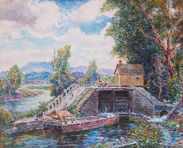 Reynolds Beal, Lefever Lock, 1920, oil on canvas, 29 x 36