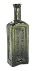 M.A.  Micklejohn N.O.  / Washington Internal Remedy for Rheumatism bottle, made in New Orleans circa 1840-1860 and boasting a deep olive-green color (est.  $10,000-$15,000).