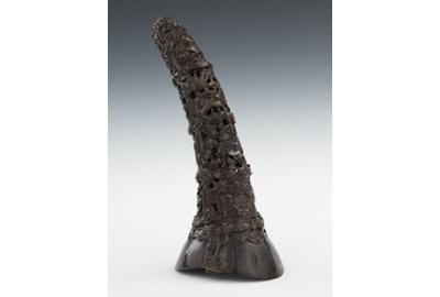 A Large Carved Rhinoceros Horn, Chinese