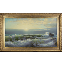 William Trost Richards (1833–1905), Off Conanicut, Newport, 1904, Oil on canvas 34 x 60 inches Signed and dated lower right: WM.  T.  Richards.  04.