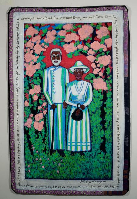 Faith Ringgold, Coming to Jones Road Part II #4 Aunt Emmy and Uncle Tate, 2010 Acrylic on Canvas, 55 x 35 1/2 