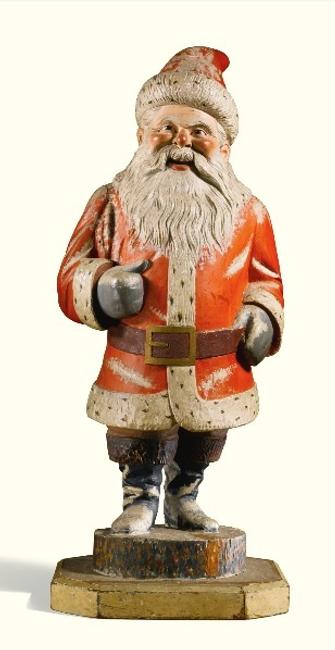 SAMUEL ANDERSON ROBB (1851-1928) Santa Claus, New York, 1923.  Paint on wood with mica flakes, 38 ¾ x 16 x 15 ¾ inches.