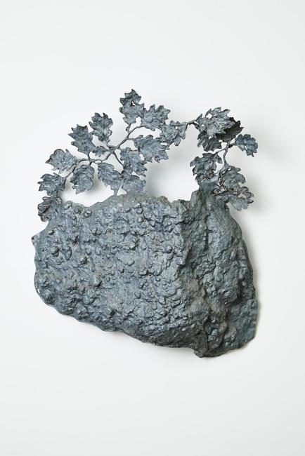 Robert Lobe, “Rock and Leaf Study”, 2007.  Hammered galvanized iron.  43”x39”x18”