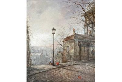 Rody, Morning in Montmartre, Oil on Canvas, 18''x 15''