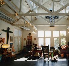 Interior view of Roger Brown's La Conchita, California home of which the contents will be sold at Leslie Hindman Auctioneers November 15, 2018