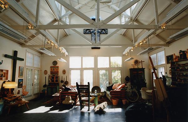 Interior view of Roger Brown's La Conchita, California home of which the contents will be sold at Leslie Hindman Auctioneers November 15, 2018