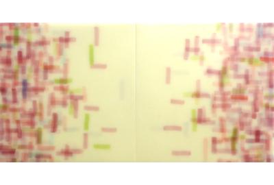 Mike Solomon (b.1956), Rose Magnetism (Diptych), 2015, watercolor on paper infused with resin, 24 x 48 inches.