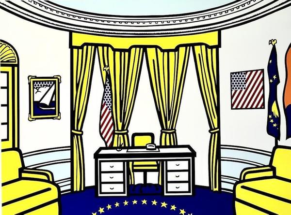 Screen-print in colors by Roy Lichtenstein (American, 1923-1997), titled The Oval Office, a politically-themed work, especially meaningful in today’s trying times (est.  $30,000-$50,000).