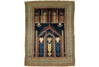 An Antique Pictoral Persian Seneh Wool Rug, c.  1900