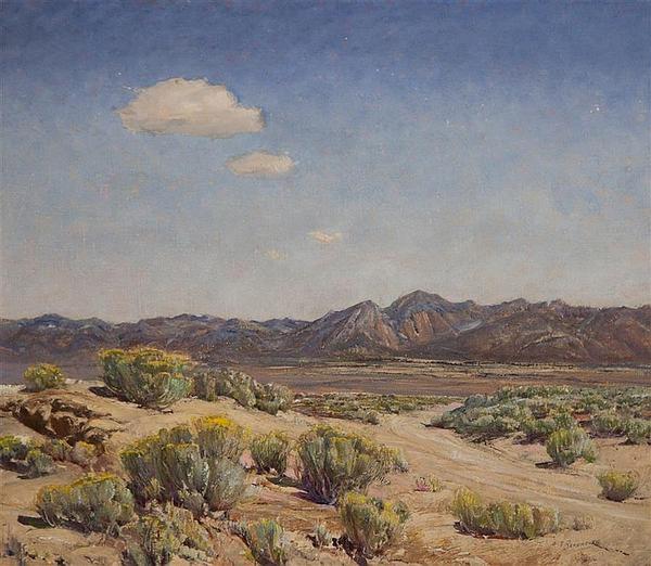 Oil painting "Sage Brush in Bloom" by Oscar Edmund Berninghaus (1874-1952) is expected to realize $40,000 - $60,000 at auction by Link Auction Galleries.