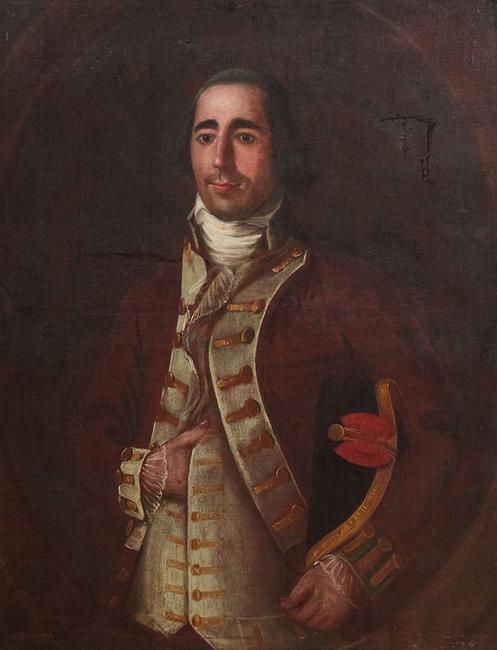 Rare oil portrait painting by the Mexican-born Louisiana artist José Francisco Xavier de Salazar y Mendoza (1750-1802), titled Matias Francisco Alpuente y Ruiz (est.  $100,000-$150,000).