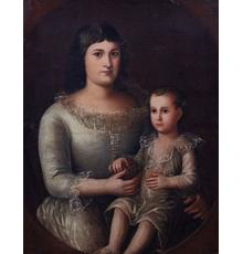 Mother-and-child oil portrait painting by Mexican-born Louisiana artist José Francisco Xavier de Salazar y Mendoza (1750-1802), one of two Salazars in the auction (est.  $80,000-$120,000).