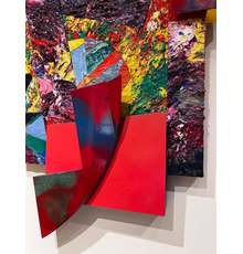 Abstract acrylic on canvas collage and enamel on aluminum work by African American artist Sam Gilliam (b.  1933), titled Pantheon #5, 85 inches by 55 inches (est.  $50,000-$80,000).